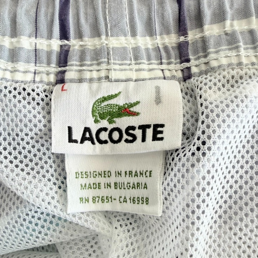 Lacoste Mens Plaid Swim Trunks Large Mesh Liner Preppy Travel Resort Beach - Picture 8 of 9